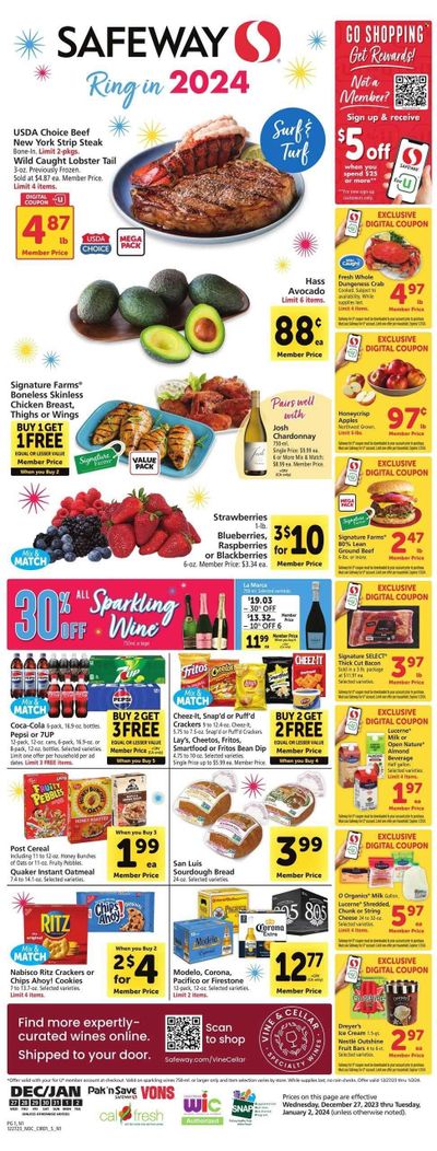 Vons (CA) Weekly Ad Flyer Specials December 27 to January 2, 2024