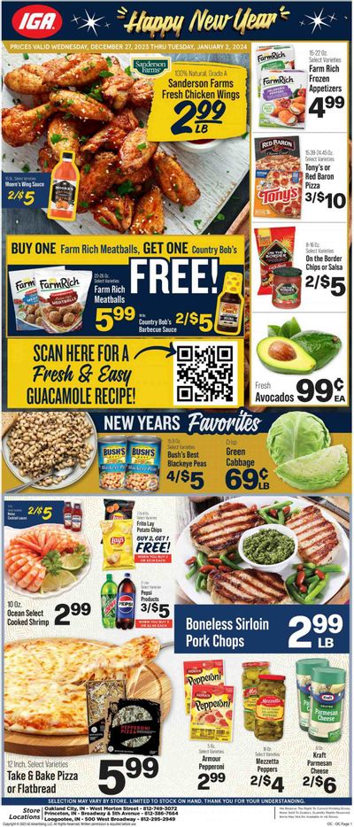 IGA (IN) Weekly Ad Flyer Specials December 27 to January 2, 2024