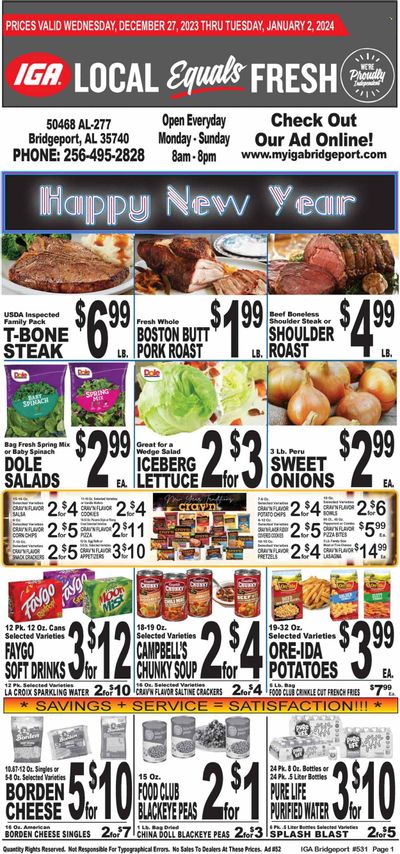 IGA (50) Weekly Ad Flyer Specials December 27 to January 2, 2024