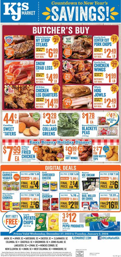 KJ´s Market (GA, SC) Weekly Ad Flyer Specials December 27 to January 2, 2024