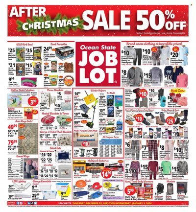 Ocean State Job Lot (CT, MA, ME, NH, NJ, NY, RI, VT) Weekly Ad Flyer Specials December 28 to January 3, 2024