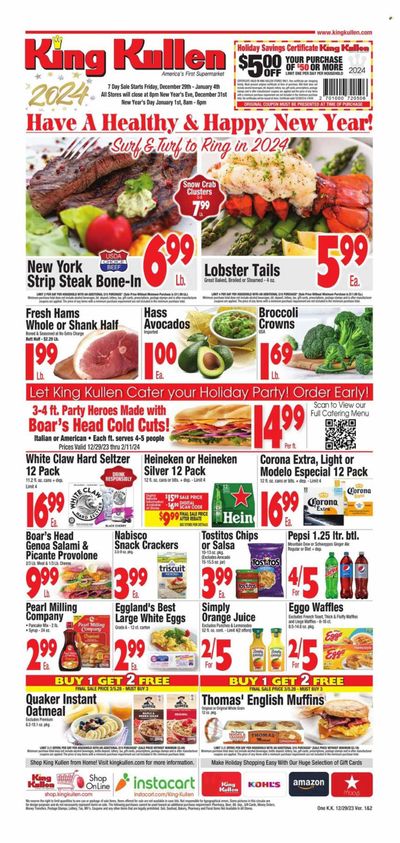 King Kullen (NY) Weekly Ad Flyer Specials December 29 to January 4, 2024