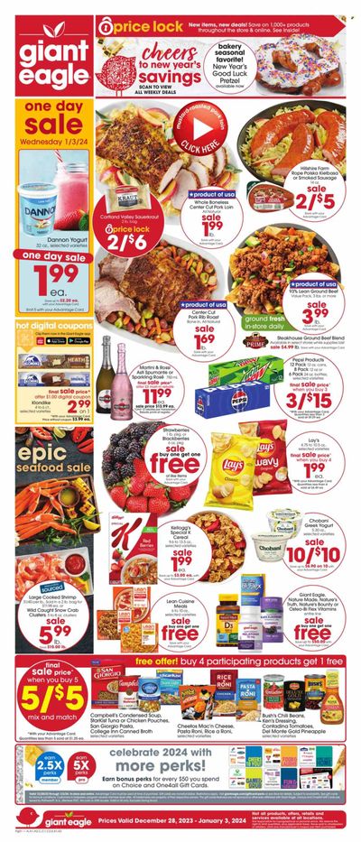 Giant Eagle (OH) Weekly Ad Flyer Specials December 28 to January 3, 2024