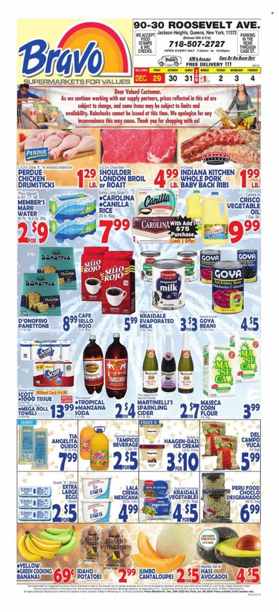 Bravo Supermarkets (CT, FL, MA, NJ, NY, PA) Weekly Ad Flyer Specials December 29 to January 4, 2024