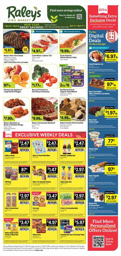 Raley's (CA, NV) Weekly Ad Flyer Specials December 27 to January 2, 2024