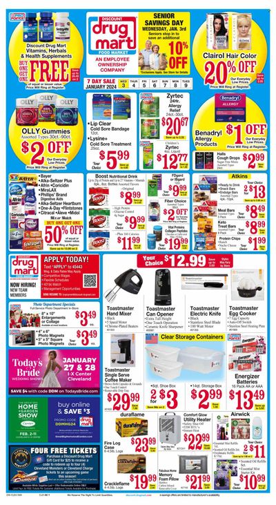 Discount Drug Mart (OH) Weekly Ad Flyer Specials January 3 to January 9, 2024