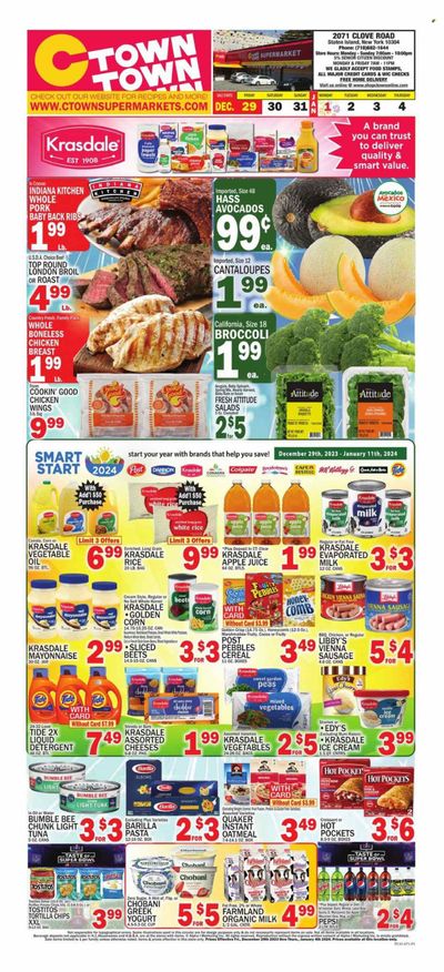 C-Town (CT, FL, MA, NJ, NY, PA) Weekly Ad Flyer Specials December 29 to January 4, 2024