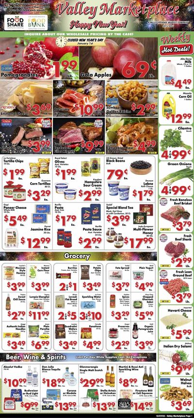Valley Marketplace (CA) Weekly Ad Flyer Specials December 27 to January 2, 2024