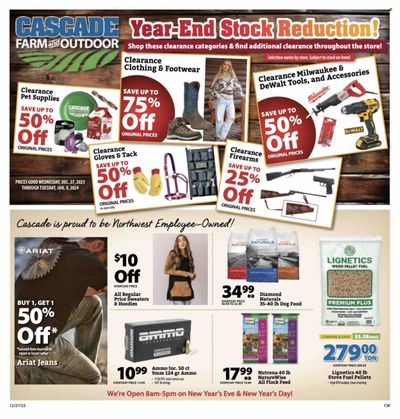 Cascade Farm And Outdoor (OR, WA) Weekly Ad Flyer Specials December 27 to January 9, 2024