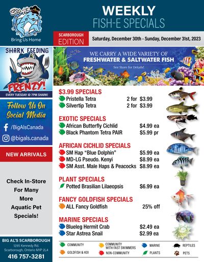 Big Al's (Scarborough) Weekly Specials December 30 and 31