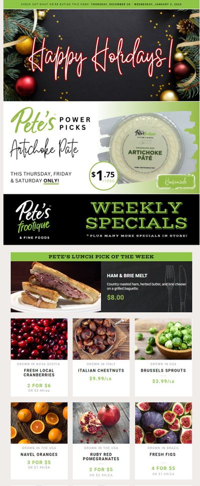 Pete's Fine Foods Flyer December 28 to January 3