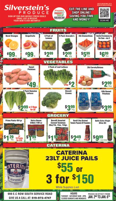 Silverstein's Produce Flyer January 2 to 6