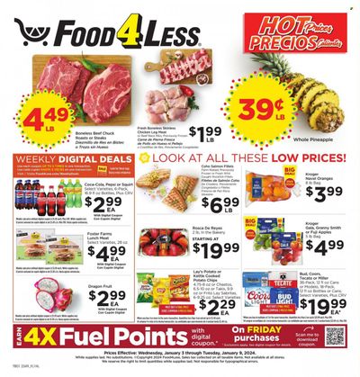 Food 4 Less (CA) Weekly Ad Flyer Specials January 3 to January 9, 2024