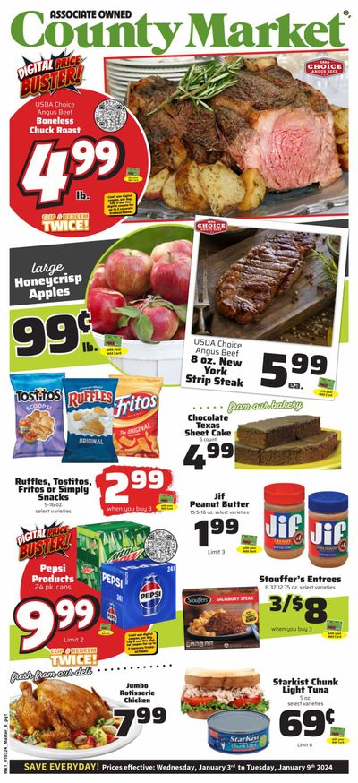 County Market (IL, IN, MO) Weekly Ad Flyer Specials January 3 to January 9, 2024