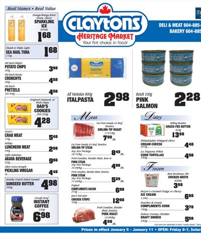 Claytons Heritage Market Flyer January 5 to 11