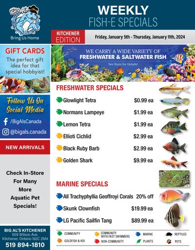 Big Al's (Kitchener) Weekly Specials January 5 to 11