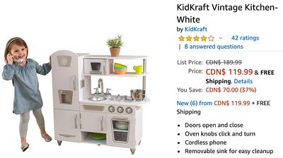 Amazon Canada Deals: Save 37% on KidKraft Vintage Kitchen + up to 30% on OPOLAR Personal Fan for Office and Home + up to 41% off Select Drink Mixes for Holiday Punch