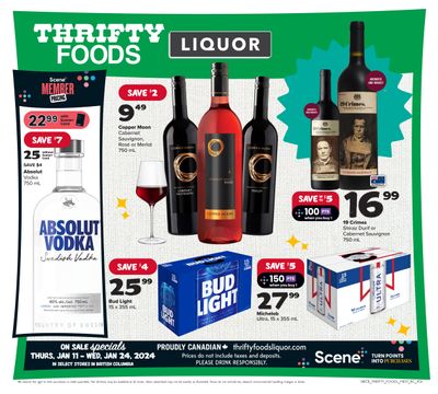 Thrifty Foods Liquor Flyer January 11 to 24