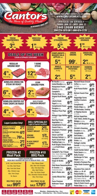 Cantor's Meats Flyer January 11 to 17