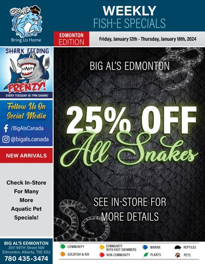 Big Al's (Edmonton) Weekly Specials January 12 to 18