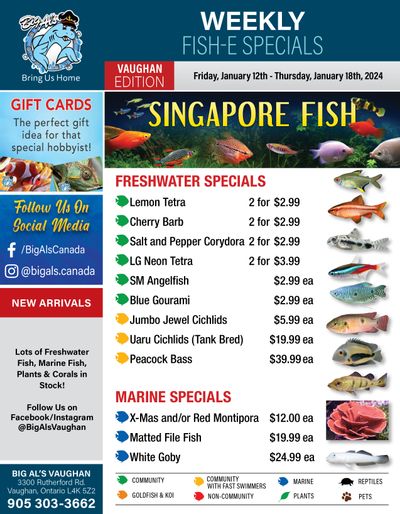 Big Al's (Vaughan) Weekly Specials January 12 to 18