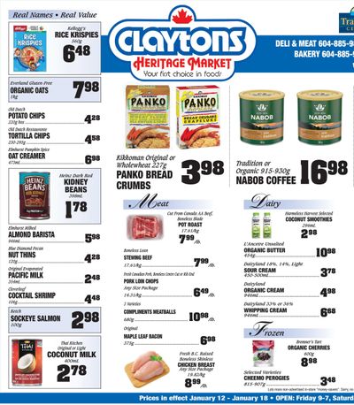 Claytons Heritage Market Flyer January 12 to 18