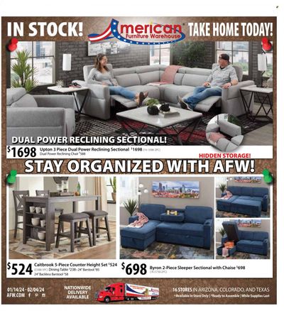 American Furniture Warehouse (AZ, CO, TX) Weekly Ad Flyer Specials January 14 to February 4, 2024