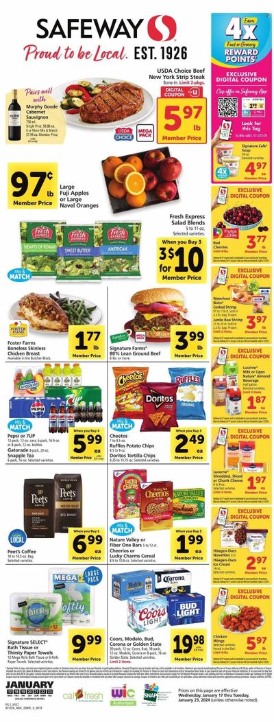 Safeway (CA) Weekly Ad Flyer Specials January 17 to January 23, 2024