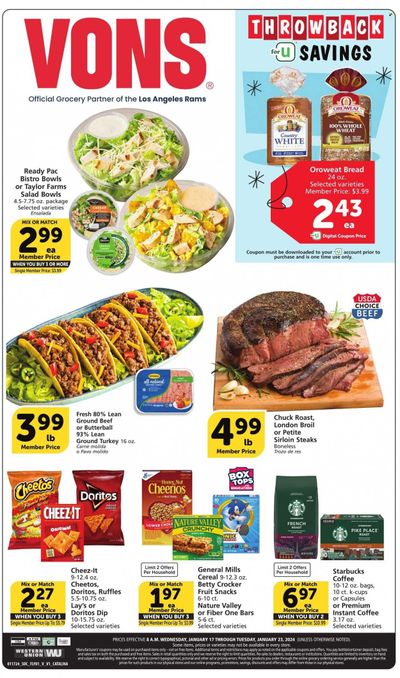Vons (CA) Weekly Ad Flyer Specials January 17 to January 23, 2024