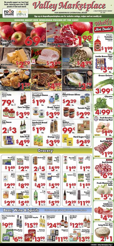 Valley Marketplace (CA) Weekly Ad Flyer Specials January 10 to January 16, 2024