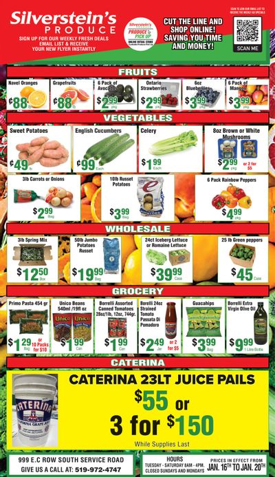 Silverstein's Produce Flyer January 16 to 20