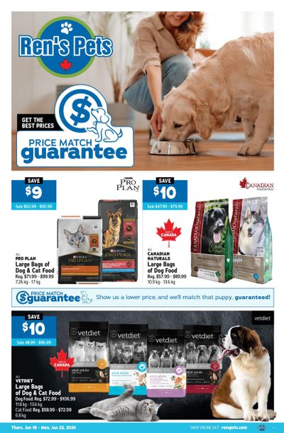 Ren's Pets Flyer January 18 to 22