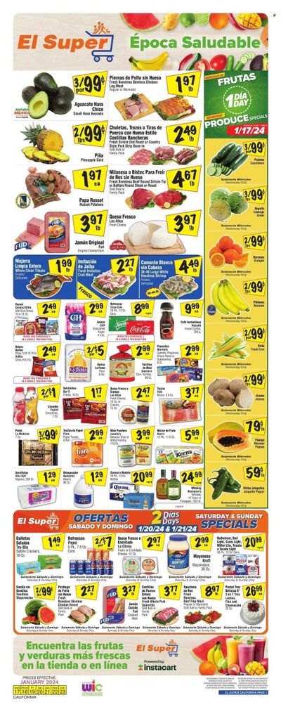 El Super (CA) Weekly Ad Flyer Specials January 17 to January 23, 2024
