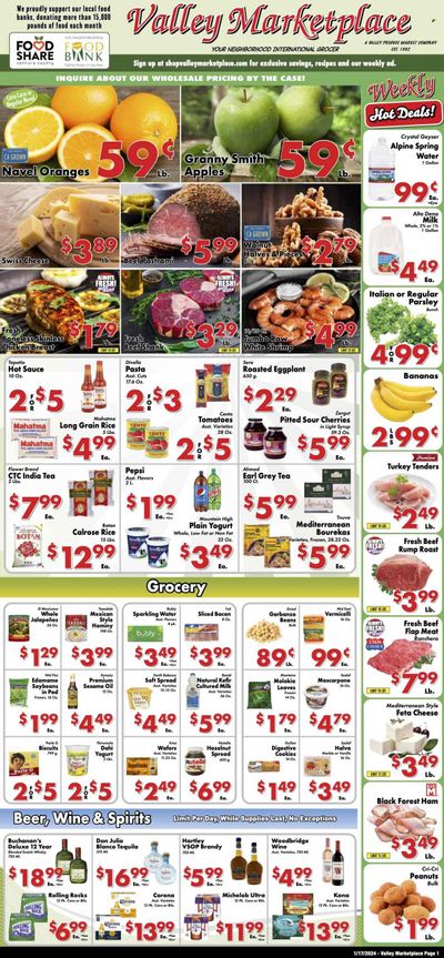 Valley Marketplace (CA) Weekly Ad Flyer Specials January 17 to January 23, 2024
