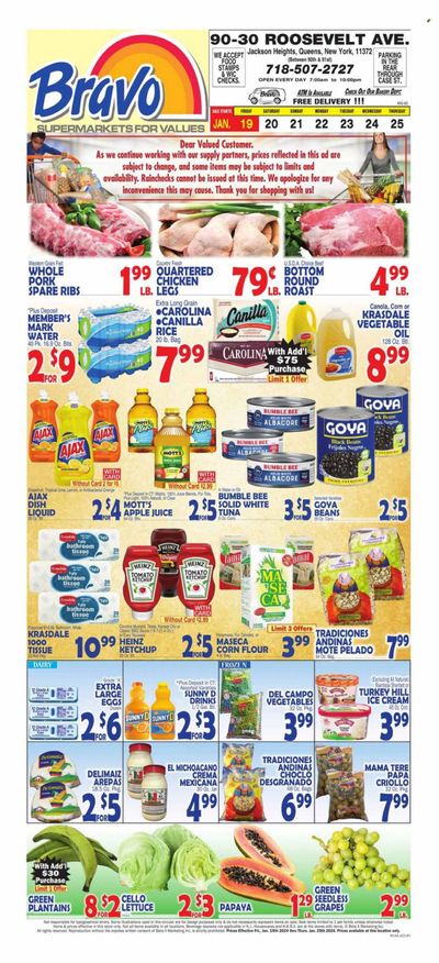 Bravo Supermarkets (CT, FL, MA, NJ, NY, PA) Weekly Ad Flyer Specials January 19 to January 25, 2024