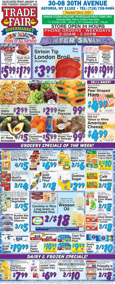 Trade Fair Supermarket (NY) Weekly Ad Flyer Specials January 19 to January 25, 2024