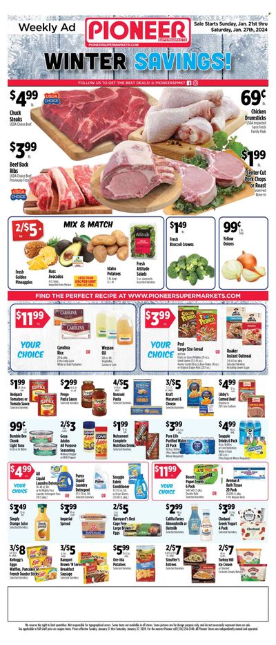 Pioneer Supermarkets (NJ, NY) Weekly Ad Flyer Specials January 21 to January 27, 2024
