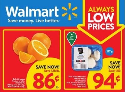 Walmart Ontario: Your Fresh Market Whole White Mushrooms 227g 94 Cents This Week + More