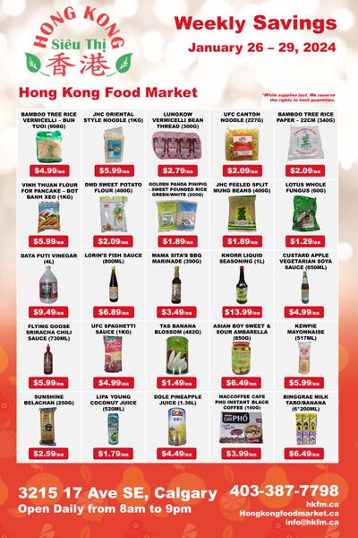 Hong Kong Food Market Flyer January 26 to 29