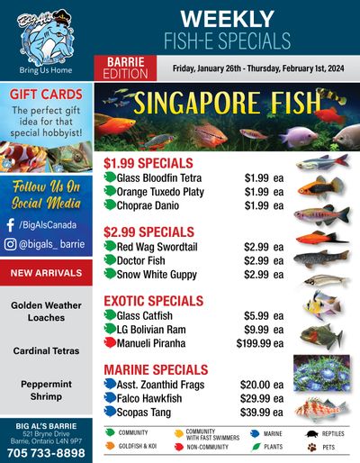 Big Al's (Barrie) Weekly Specials January 26 to February 1