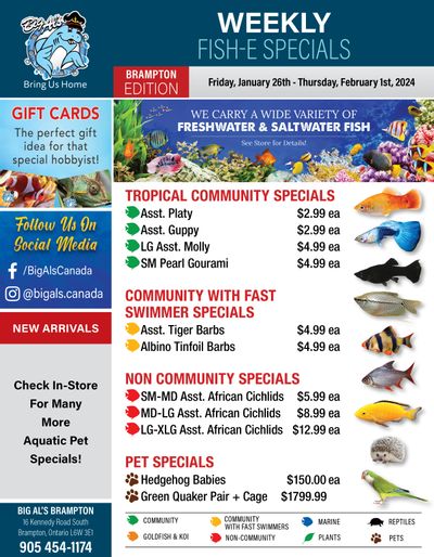 Big Al's (Brampton) Weekly Specials January 26 to February 1 Big Al's (Brampton) Weekly Specials January 26 to February 1