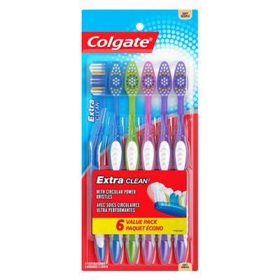 Colgate Extra Clean Toothbrush  Soft  6 Count on Sale for $5.00 at Amazon Canada