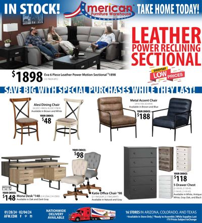 American Furniture Warehouse (AZ, CO, TX) Weekly Ad Flyer Specials January 28 to February 4, 2024