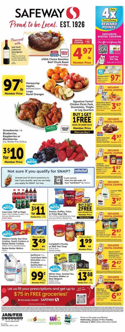 Safeway (CA) Weekly Ad Flyer Specials January 31 to February 6, 2024