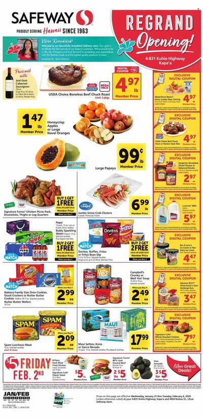 Safeway (HI) Weekly Ad Flyer Specials January 31 to February 6, 2024