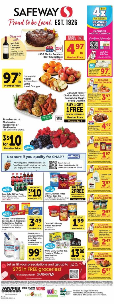 Vons (CA) Weekly Ad Flyer Specials January 31 to February 6, 2024
