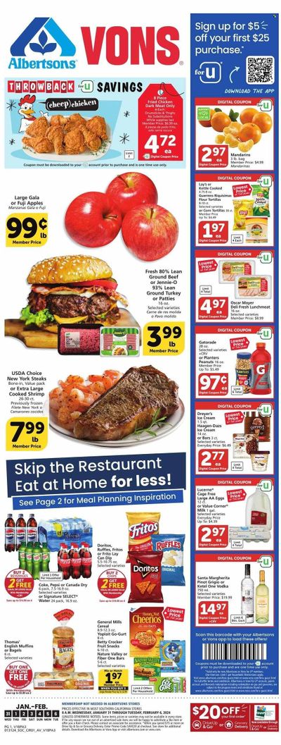 Vons (CA) Weekly Ad Flyer Specials January 31 to February 6, 2024