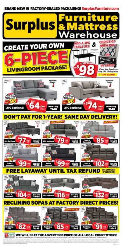 Surplus Furniture & Mattress Warehouse (Thunder Bay) Flyer February 5 to 25