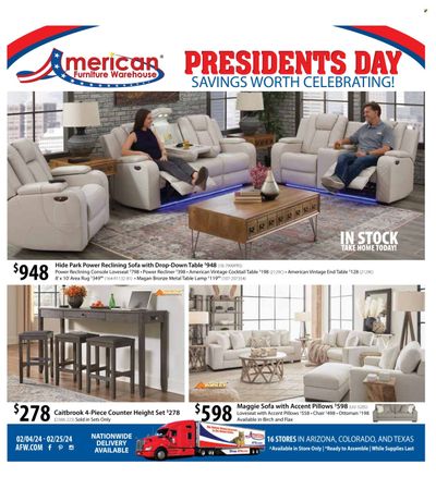 American Furniture Warehouse (AZ, CO, TX) Weekly Ad Flyer Specials February 4 to February 25, 2024
