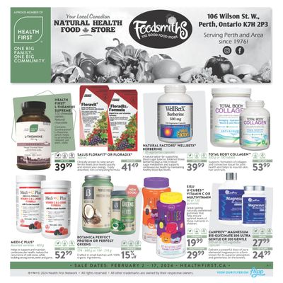 Foodsmiths Health First Flyer February 2 to 17